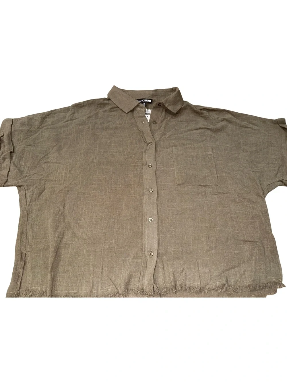 Fashion Nova cotton Easy Breezy Linen Short Set Olive Green M Matching Lounge